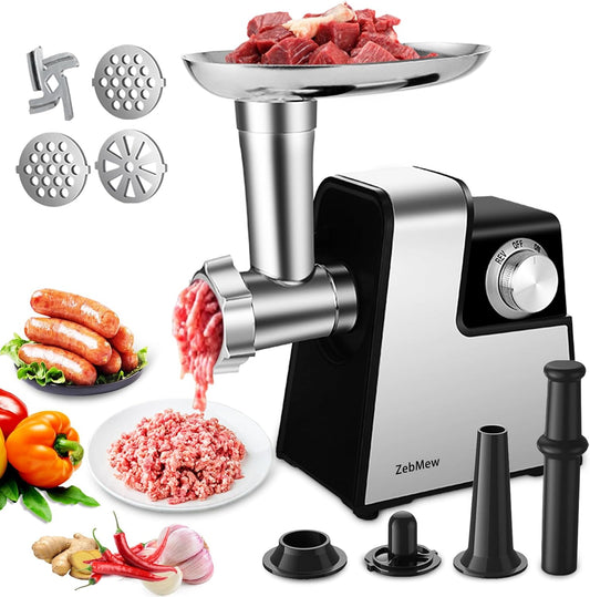Electric Meat Grinder, 350W(2800W Max) Power Food Grinder with Sausage Stuffer Tubes, Dumpling Maker, and Kubbe Kit, Small Meat Grinder for Home Use ，for Ground Beef, Deer, Chicken, and More
