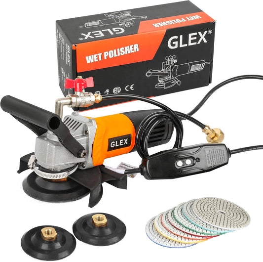 GLEX 800W/4" Professional Wet Polishing Machine - GFCI Leakage Protection for Granite, Marble, Tile, Stone & Concrete Countertops