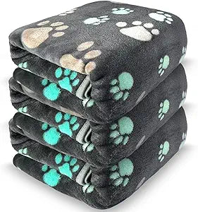 Dog Blankets for Large Dogs, 3 Pcs Dog Blanket Washable, Soft Fluffy Flannel Pet Blanket Mat Cover for Bed Couch, Cute Print Puppy Blanket 60" x 50"