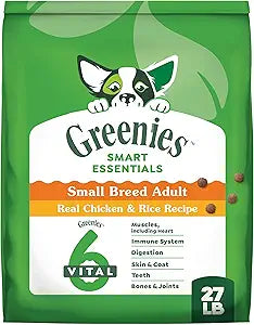 Greenies Smart Essentials Small Breed Adult High Protein Dry Dog Food Real Chicken & Rice Recipe, 27 lb. Bag