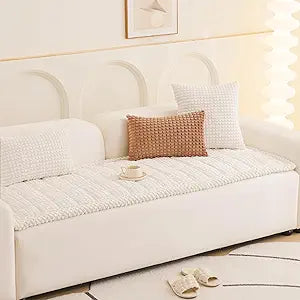 Couch Cover for Dogs Washable, Soft Flannel Pets Couch Cover for Sofa, Non Slip Couch Protector Pet Friendly, Dog Mat for Couches and Sofas (White, 27.56 x 59 inch)