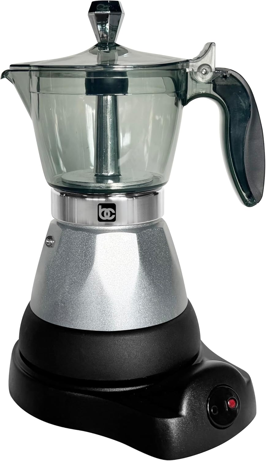 Bene Casa Silver Portable Electric Espresso Maker\/Cafetera, 1-3 Cups\/Shots (1, SILVER)