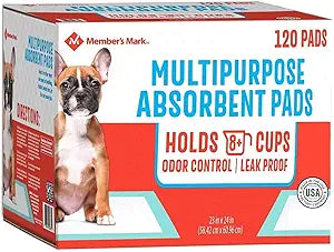 MEMBER'S MARK Pet Training Pads, 23 x 24, 2-pack Total 240 Count