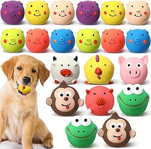 20 Pack Latex Dog Squeaky Toys Squeak Latex Puppy Toy Soft Rubber Funny Animal Sets Interactive Fetch Play Chew Molar Toys for Small Medium Dogs Pets
