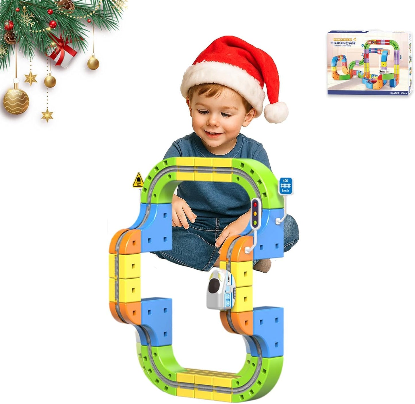 Track Fusion, Trackfusion Train - Electric Train Set, 3D Train Routes with Mix-and-Match STEM Cubes, DIY Magic Track Cube with Rechargeable Car for Interactive Fun Play and Gifts (65Pcs-X)