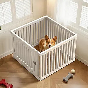 23.6â€œ H Plastic Dog Playpen, 7 Panels Expandable & Durable Pet Fence - Indoor & Outdoor Portable with Secure Locking Door, Durable Safety Play Pen with Puppy, Cat, Small Animal(White)
