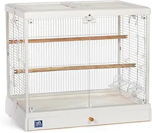 Prevue Pet Products Clear View Glass Bird Cage Crystal Palace Luxe for Small Birds - White Frame