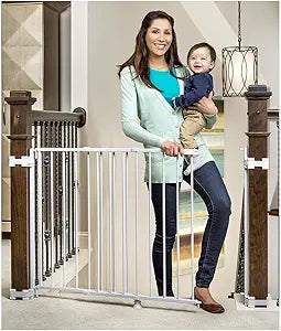 Regalo Safety top of Stairway & Bottom Extra Wide Baby Gate, Includes Banister & Wall Mounting Kit, Babies, Toddlers & Pets, Ages 6â€“24 Months, Tested & Trusted, American Designed, Family Owned
