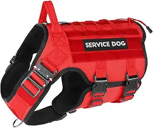 PETNANNY Tactical Service Dog Vest - No-Pull Emotional Support Harness with Hook & Loop Patches & Molle System for Training & Hunting (Red, X-Large)