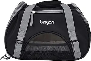 Coastal Pet Bergan Comfort Carrier - Breathable Travel Carrier for Dogs & Cats - Black & Grey, 16" x 8" x 11"