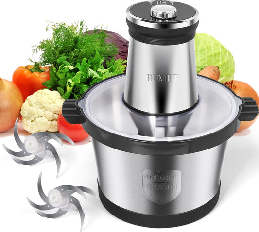 16 cup steel bowl 850W Electric Food Processor,LED timer. 3-Tiered 6 Cutting Edges blade for mincing, chopping,Ideal as meat grinder,fresh vegetables chopper,pet food process in kitchen.