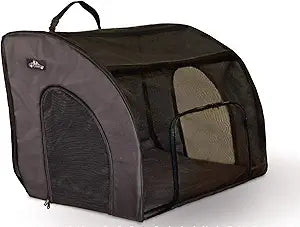 Soft Pet Travel Car Seat Crate for Large Size Dog or Cat - Folds Flat - Storage Bag Included - Black Color - Portable with Case