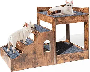 Super Large Multi-Level Pet Bunk Bed for Dog and Cat, Window Perch with Stairs, Pet Bed Couch for Bedside, Home, Indoor Use (Medium)