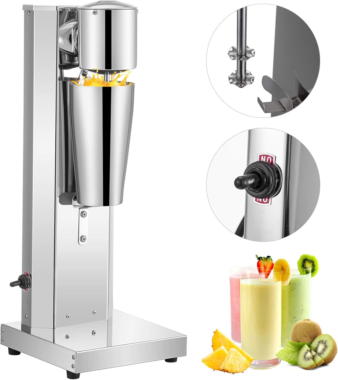 VEVOR Stainless Steel Electric Milkshake Maker, 180W Machine with 800ml Cup, Silver, 2 Speed Adjustable