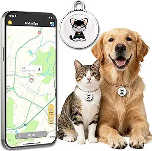 GPS Tracker for Dogs & Cats, No Subscription & No SIM Card, 365-Day Extra Long Battery Life, Real-Time Alerts & Historical Routes, Mini Waterproof Drop-Proof Pet Locator, Compatible with Android & iOS