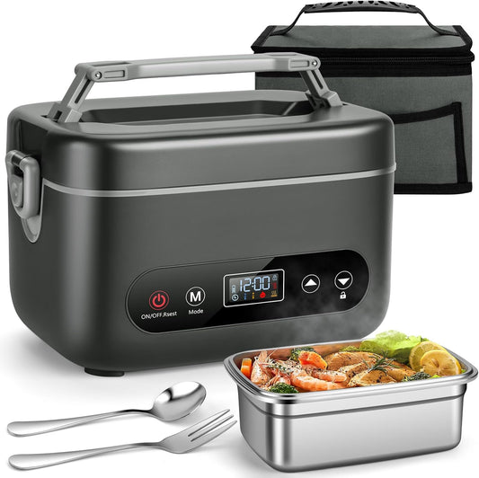 THZDMI 1.2L Cordless Electric Lunch Box \u2013 20000mAh Rechargeable Portable Food Warmer with 5-Sided Heating, Auto Temperature Control, Leakproof & BPA-Free \u2013 Perfect for Office, Truck, Outdoors Black