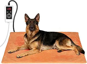 RIOGOO Pet Heating Pad, Electric Heating Pad for Dogs and Cats with Timer, 6 Level Adjustable Temperature Dog Heated Blanket (Brown, XL:36''x27'')