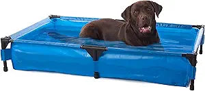K&H Pet Products Portable Dog Pool & Pet Bath for Dogs and Puppies, Swimming Pool for Large Pets, Heavy Duty Liner with Metal Frame, Easy Drain Plug, Foldable - Extra-Large 50 X 32 X 9in Chill Blue
