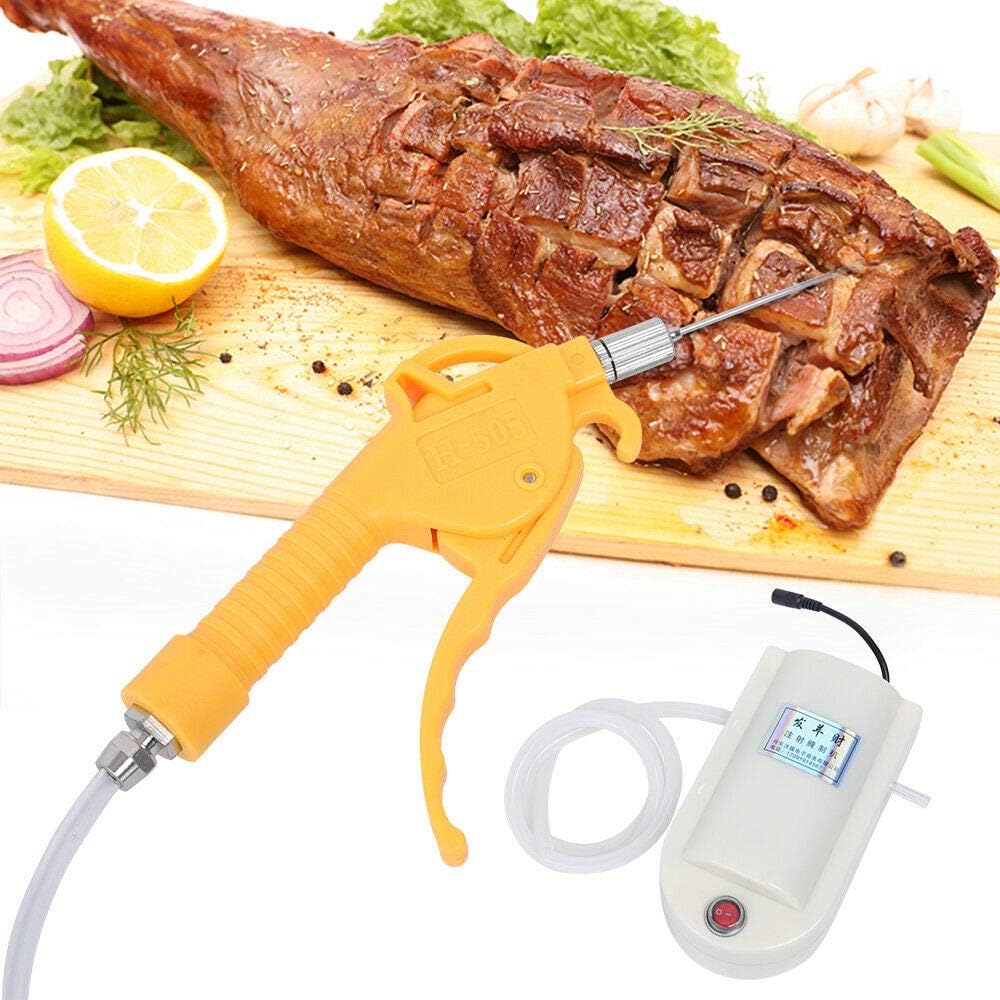 Automatic Meat Injector BBQ Injection Kit, 50W Electric Double Gun Injector Meat Processor Food Saline Syringe Pump Gun for BBQ