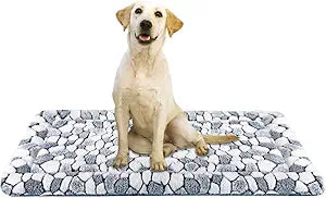 VANKEAN Dog Crate Pad Bed Mat Reversible (Warm & Cool), Soft Pet Sleeping Mat Dog Bed for Crate Suitable for Small to XX-Large Dogs and Cats, Machine Washable Crate Beds, Grey Stone Pattern