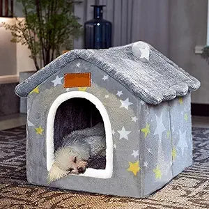 Dog House Indoor Memory Sponge, Foldable Dog House Kennel Bed Mat with Cushion for Small Medium Large Dogs Cats, Winter Warm Cat Nest Puppy Cave Sofa Pet Products (Large)