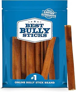 Best Bully Sticks 6 Inch Bully Sticks - 8 oz (Pack of 1) - Natural Grass-Fed, Grain and Rawhide Free, Great for Medium or Large Pets