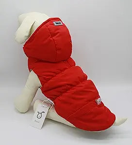 Warm Dog Coat Jacket with Detachable Hood Harness Hole Winter Coat Pet Clothes Dog Cold Weather Coats Cozy Snow Jacket Vest for Small Medium Large Dogs - Blake (Red, Medium)