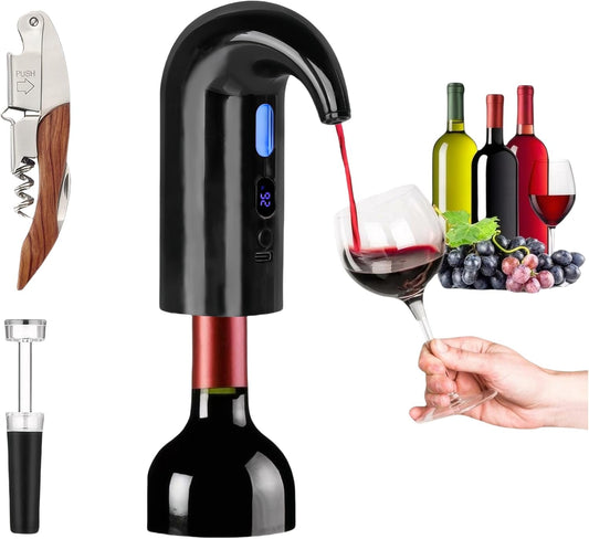 Electric Wine Aerator, Wine Decanter Pump Dispenser Gifts Set,Automatic Wine Aerator Pourer Spout. Wine Dispenser Pump Wine Accessories, Wine Gifts for Women Wine Lovers Black\u2026