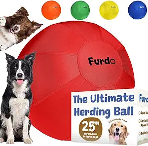 25" Herding Ball for Dogs, for Australian Shepherd, for Cattle, for Border Collie, for Blue Heelers & Other Medium to Large Dogs, Herding Dog Ball, Herding Dog Toys, Horse Ball - Red