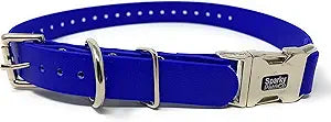 Sparky Pet Co - Apollo ECollar Replacement Strap - Dog Collar - Waterproof Biothane - Adjustable - Double Buckle - Quick Snap Metal Clasp - for Invisible Fence Systems - 1" x 30"(Blue)