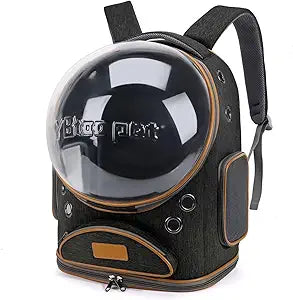 Cat Backpack Carrier, Breathable Pet Carrier Backpack Large Space Bubble for Small Dog and Large cat up to 18lbs, Transparent & Foldable Pet Carrier for Travel Hiking (Black)