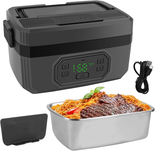 24000mAh Cordless Electric Lunch Box, 1.6L Self Heating Lunch Box with Scheduled Heating, Portable Food Warmer for Office, Job Site, Truck, Outdoor, No Microwave Needed