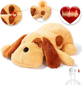 Goopow Heartbeat Puppy Toys for Dogs, [2025 Newly Upgraded] More Lifelike Mom with Upgraded Simulating Breathing/Body Temperature Dog Toys, Dog Anxiety Relief and Calming Aid,USB Rechargeable