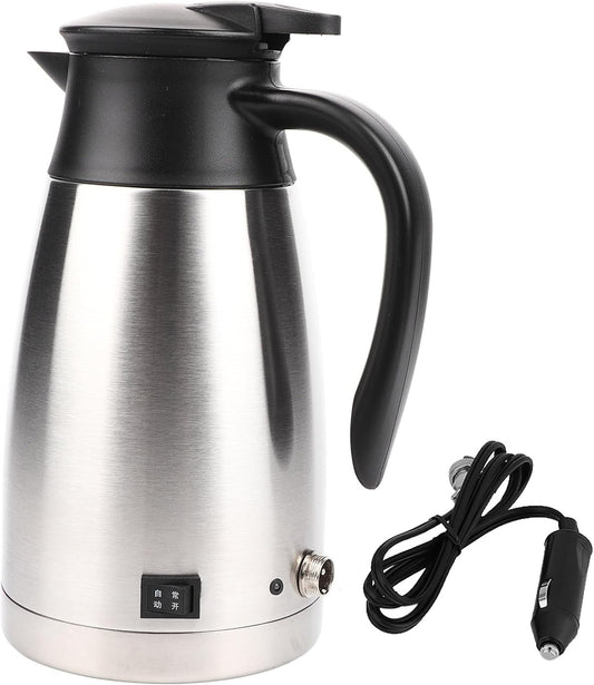 Acouto 24V Car Electric Kettle 1000ml Stainless Steel Auto Shut Off Water Heating Boiling Pot for Hot Water Coffee Tea