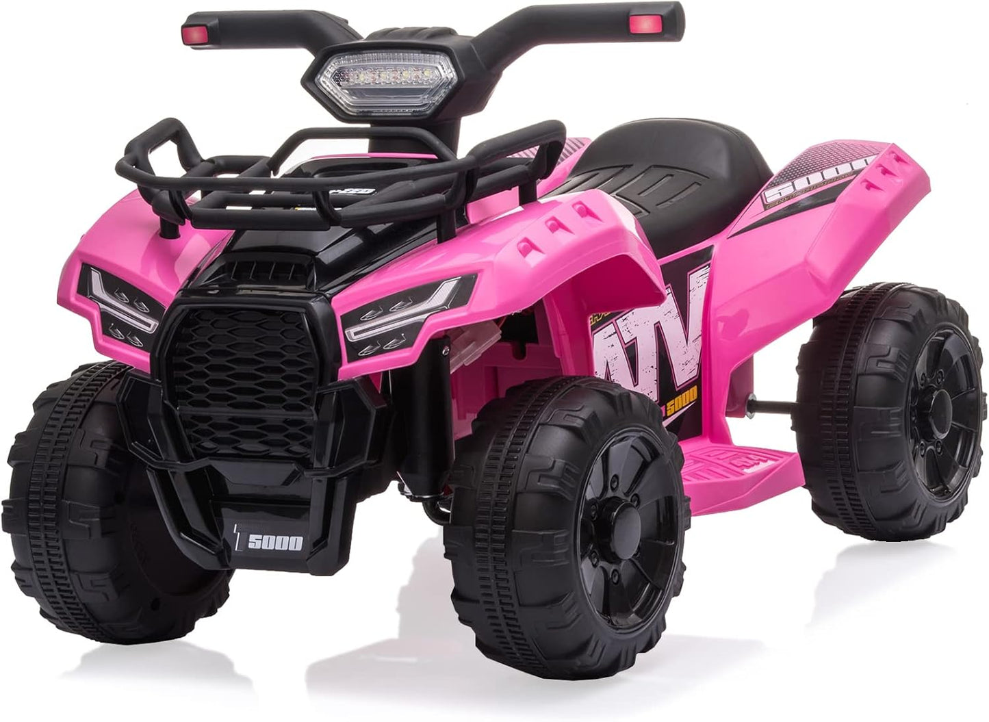 Kids Ride on ATV, 6V Battery Powered Kids Electric Vehicle, 4 Wheeler Quad w\/Headlights, MP3, USB, Volume Control, Large Seat, Electric Ride on Toys Best Gifts for 18-36 Months Boys Girls Girls (Pink)