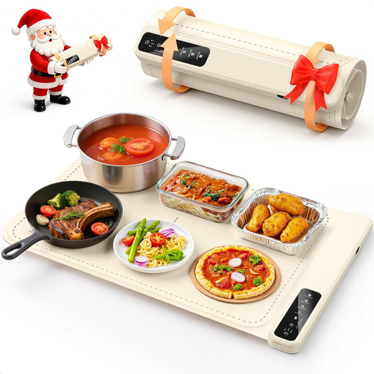 Warming Mat for Food \u2013Electric Food Warming Tray for Buffet withFast Heating Mat with Timer and 4 Heat Levels, Portable Rollable Food Warming Mat for Countertop Portable Heating Pad for Parties Family