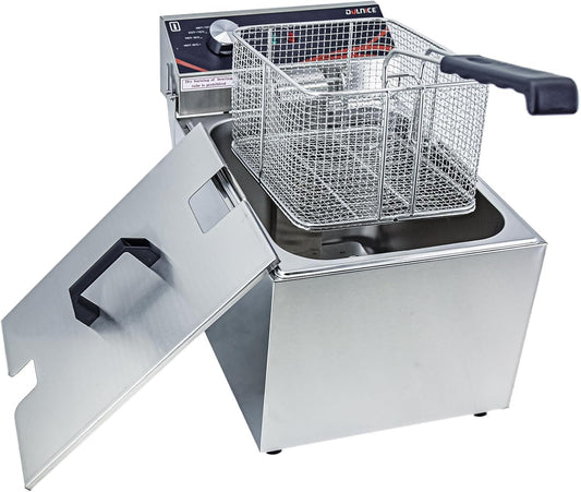 DULNICE Electric Deep Fryer, Commercial Deep Fryer with Basket, 12.6QT(12L) Stainless Steel Fryer with Temperature Control, Countertop Fryers for Home Kitchen Restaurant, 1500W