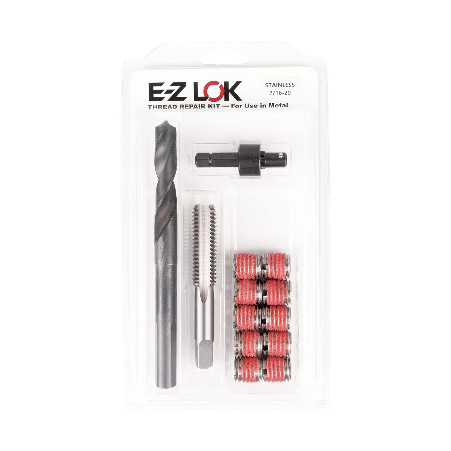 E-Z LOK Metal Thread Repair Kit Tool and Stainless Steel Threaded Inserts Standard Wall 7/16-20 x 5/8-11