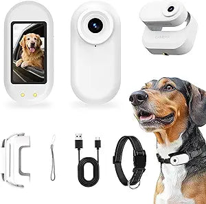 Thumb Body Cam 1080P HD Video Recorder Pet Camera Collar with Wireless Charging Dock â€“ Mini Action Sports Cam, Motion Detection 1.47'' Screen Magnetic Mount Small POV Camcorder for Dogs & Cats