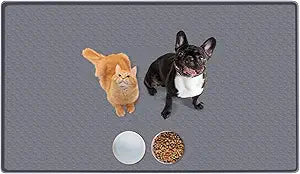 Cat Food Mat, 51" x 25.6" Extra Large Silicone Pet Feeding Mat with Raised Edge Pet Placemat for Food and Water Bowl Non-Slip, Easy to Clean, Floor Protection (Dark Grey)