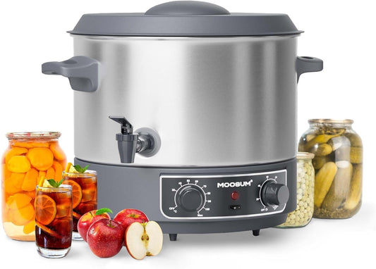 19 QT Electric Automatic Water Bath Canner With Rack and Lid, Temperature Control 86-212 °F, Timer 20-120 Min, Keep Warm Function, Overheating Protection, Silver