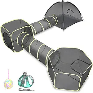 Wilwolfer 5 in 1 Cat Enclosure - Outdoor Cat Tent with Tunnel & House - Portable Pet Playpen for Cats, Puppies & Small Animals