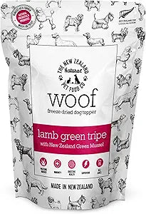 The New Zealand Natural Pet Food Co. WOOF Freeze Dried Dog Topper â€“ Lamb Green Tripe, High Protein, Digestive Support, Topper or Treat â€“ 6.3 oz