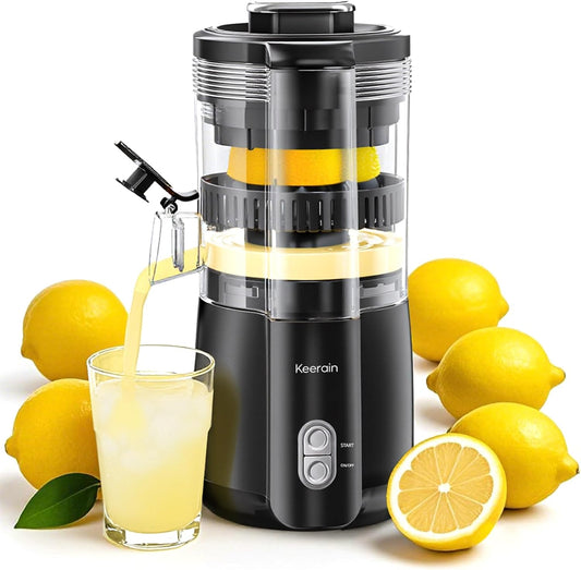 Electric Lemon Juicer, Hand-Free Citrus Juicer Machine with Cleaning Brush, Automatic Juice Squeezer for Lemon, Lime, Grapefruit, Pomegranate, One-Touch Operation & Easy Clean