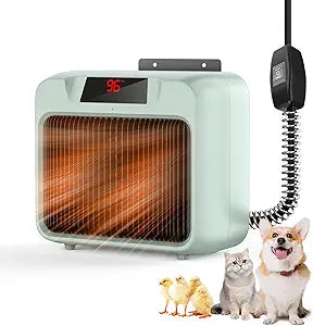 Dog House Heater for Outdoor & Indoor Use - 600W/300W Safe & Efficient Heating for Pet Houses, Chicken Coops, Rabbit Hutches - Wall-Mounted Design with Overheat Protection & Anti-Chew Cord (grey)