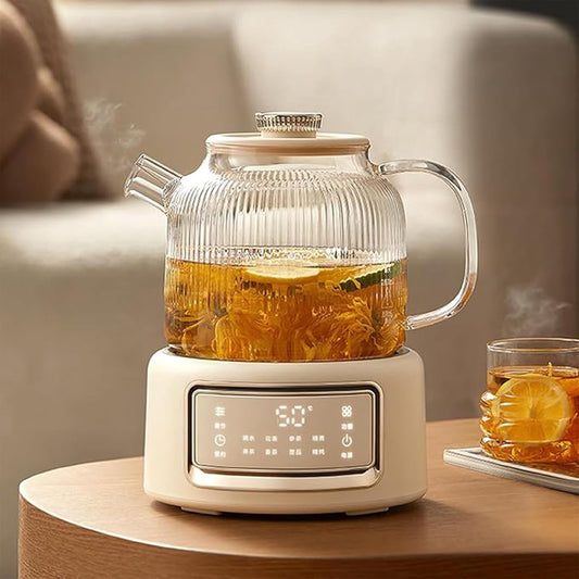 Electric Kettle, 1L Glass Health Pot with Filter + Digital Heating Base, Multifunctional Electric Tea Kettle for Office Home
