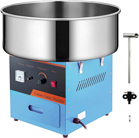 110V Commercial Cotton Candy Machine Electric Cotton Candy Floss Maker with Sugar Scoop Perfect for Home, Kids Birthday, Carnival, Family Party, Blue