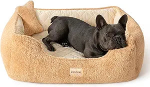 Self-Warming Orthopedic Dog Bed for Small Dogs & Puppies - Memory Foam for Joint Pain & Arthritis, Pet Bed w/Washable Removable Cover & Waterproof Liner, Dog Couch w/Raised Bolster & Non-Slip Base