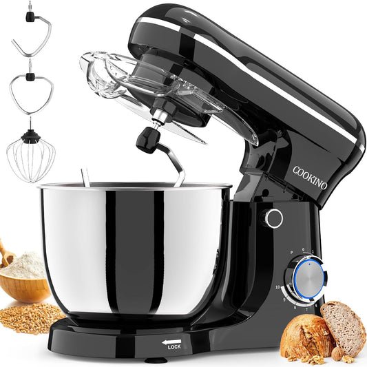Electric Stand Mixer,10 Speeds Tilt-Head Food Mixer, 3-IN-1 Kitchen Mixer for Daily Cooks with Dishwasher-Safe 5QT Bowl,Dough Hook, Beater, Whisk (Onyx Black)