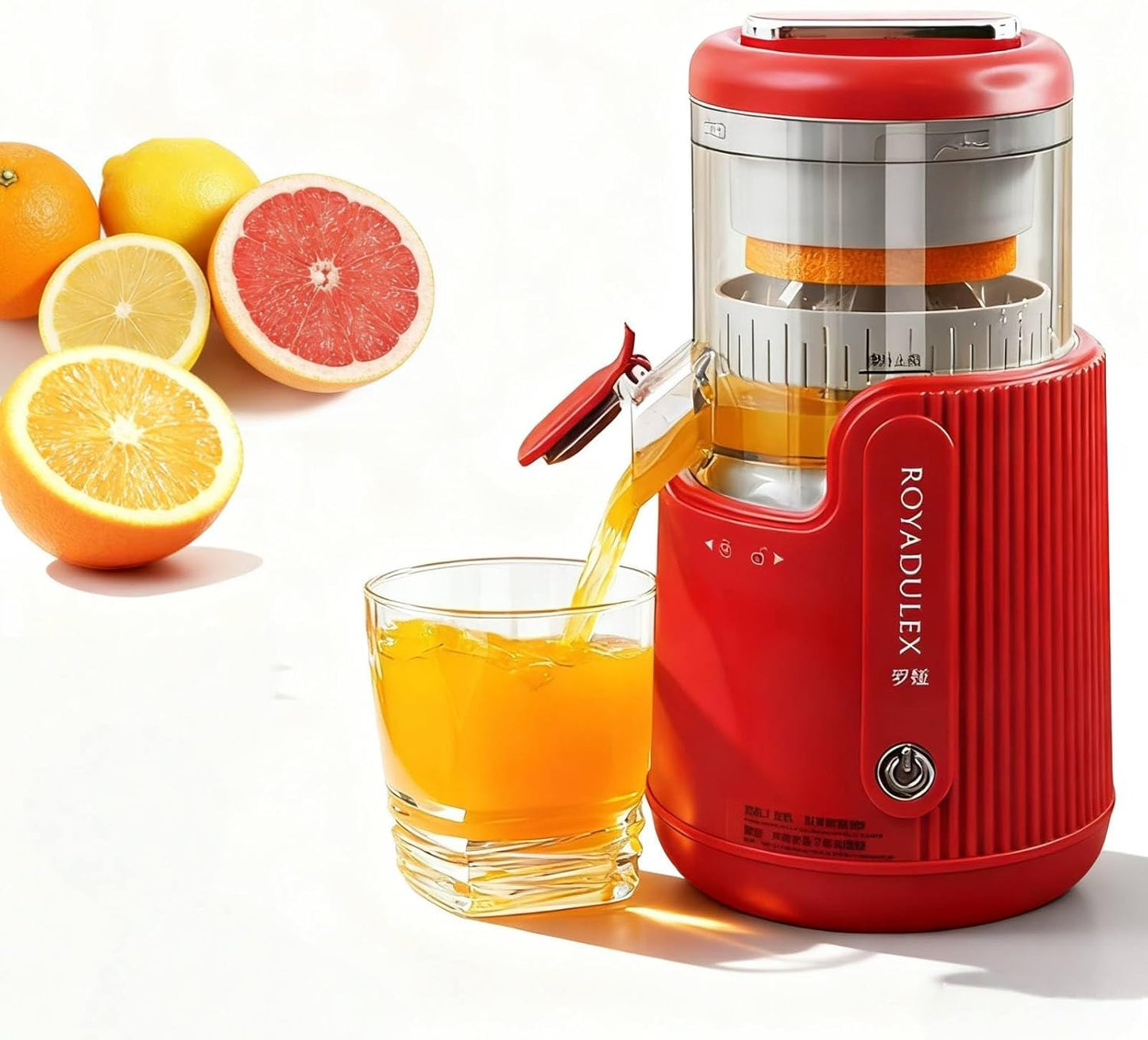 Electric Citrus Juicer Squeezer, USB Rechargeable Orange Juicer Machine One-Touch Operation, High-Yield Cordless Lemon Squeezer for Kitchen Travel Camping, Juicer for Lemon Lime Grapefruit (Red)